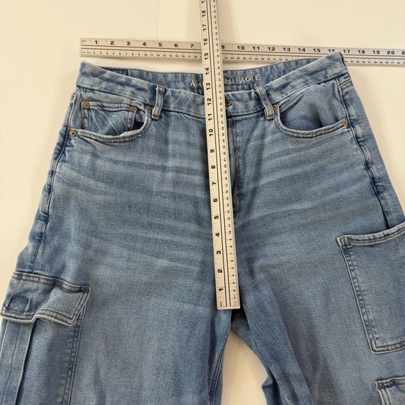 American Eagle Jeans Women 14 Curvy Super High Rise Wide Leg Baggy Cargo Stretch - Picture 4 of 8